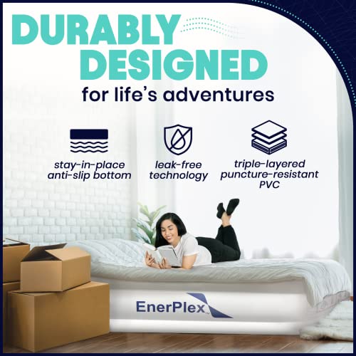 EnerPlex Queen Air Mattress with Built-in Pump - 16 Inch Double Height Inflatable Mattress for Camping