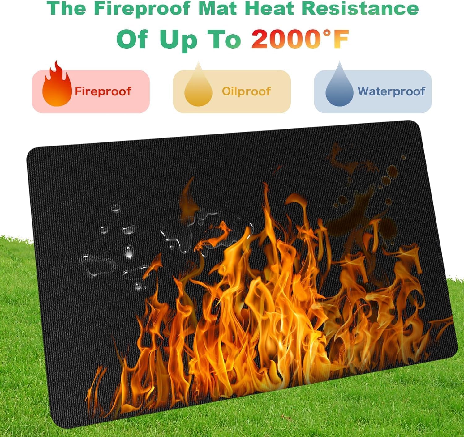 90x52 Inch Under Grill Mat for Outdoor Grill, Fireproof & Waterproof