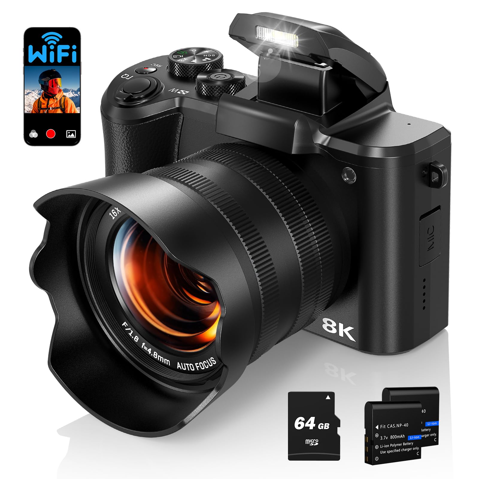 Fulealfly 8K 88MP Autofocus Digital Camera for Photography