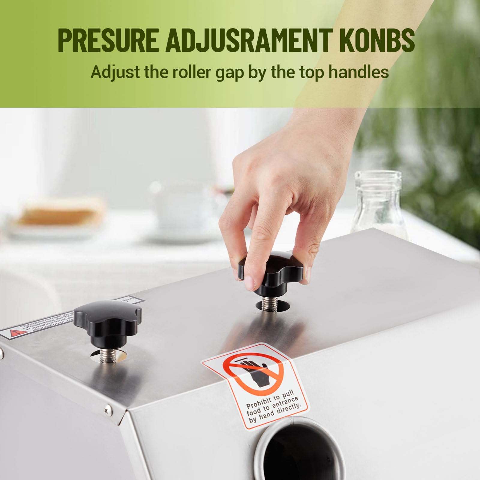 Manual Sugar Cane Juicer Machine, Sugar Cane Press with 3 Stainless Steel Drums and 2.4-inch Large Inlet, Sugarcane Juice Machine with 110LBS/H, Suitable for Home/Commercial Use