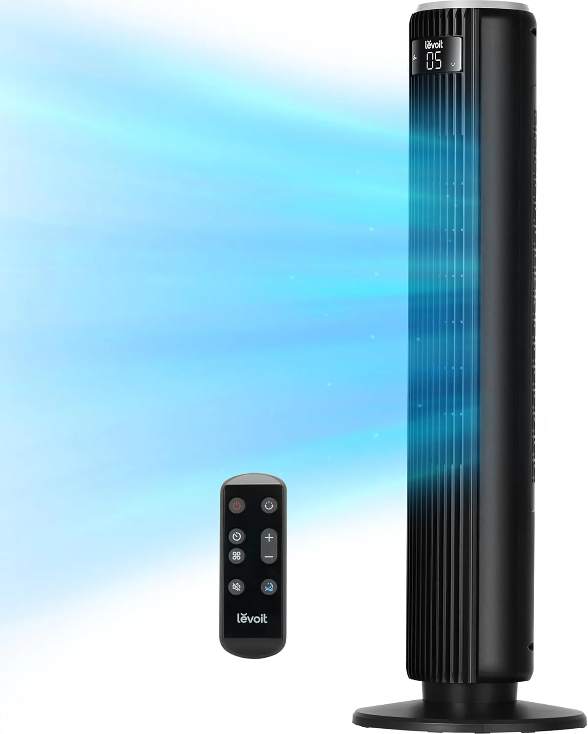 LEVOIT Tower Fan for Bedroom, Standing Fan with 28dB Quiet for Sleep, Remoter, 12H Timer, 25ft/s Velocity, 5 Speeds, 4 Modes, 90° Oscillation for Home, Office, Indoor, Bladeless 36 inch, White