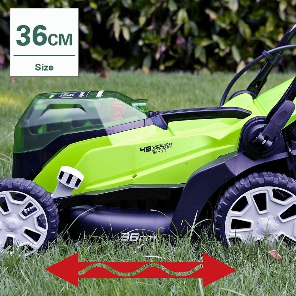 Greenworks 48V (2x24V) Selbstfahrender Akku Rasenmher für groe Flchen bis zu 480m, 46cm Schnittbreite, 55L Sack PLUS zwei 4Ah-Akkus und Doppelladegert GD24X2LM46SPK4X