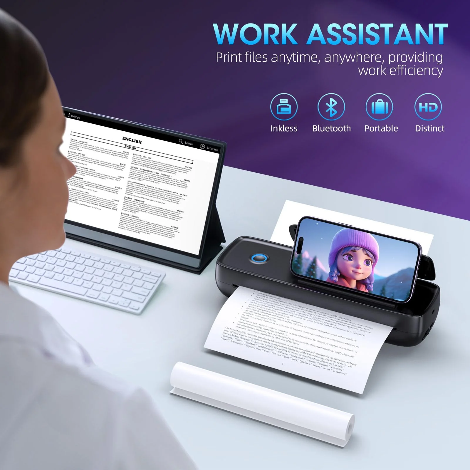 GUTHERREN Inkless Portable Printer Wireless for Travel