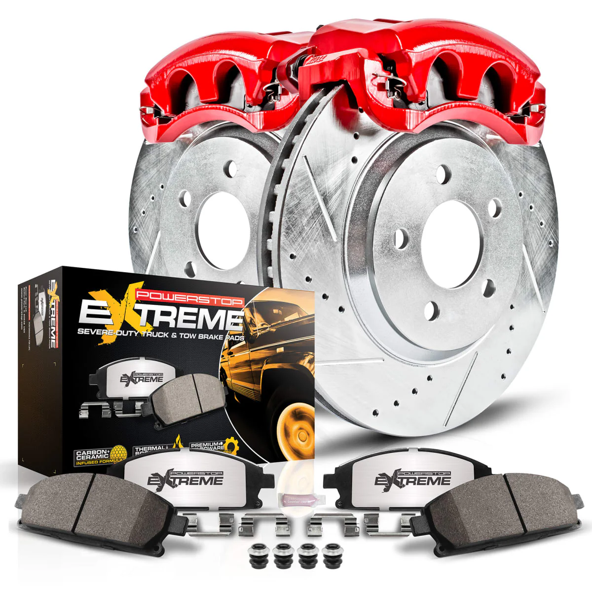 Front Z36 Z36 Truck Carbon-Fiber Ceramic Brake Pad, Drilled & Slotted Rotor + Calipers