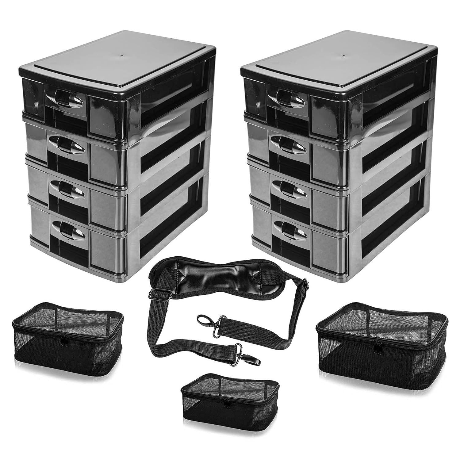 Jet Black Vinyl Cosmetic Case Travel Bag