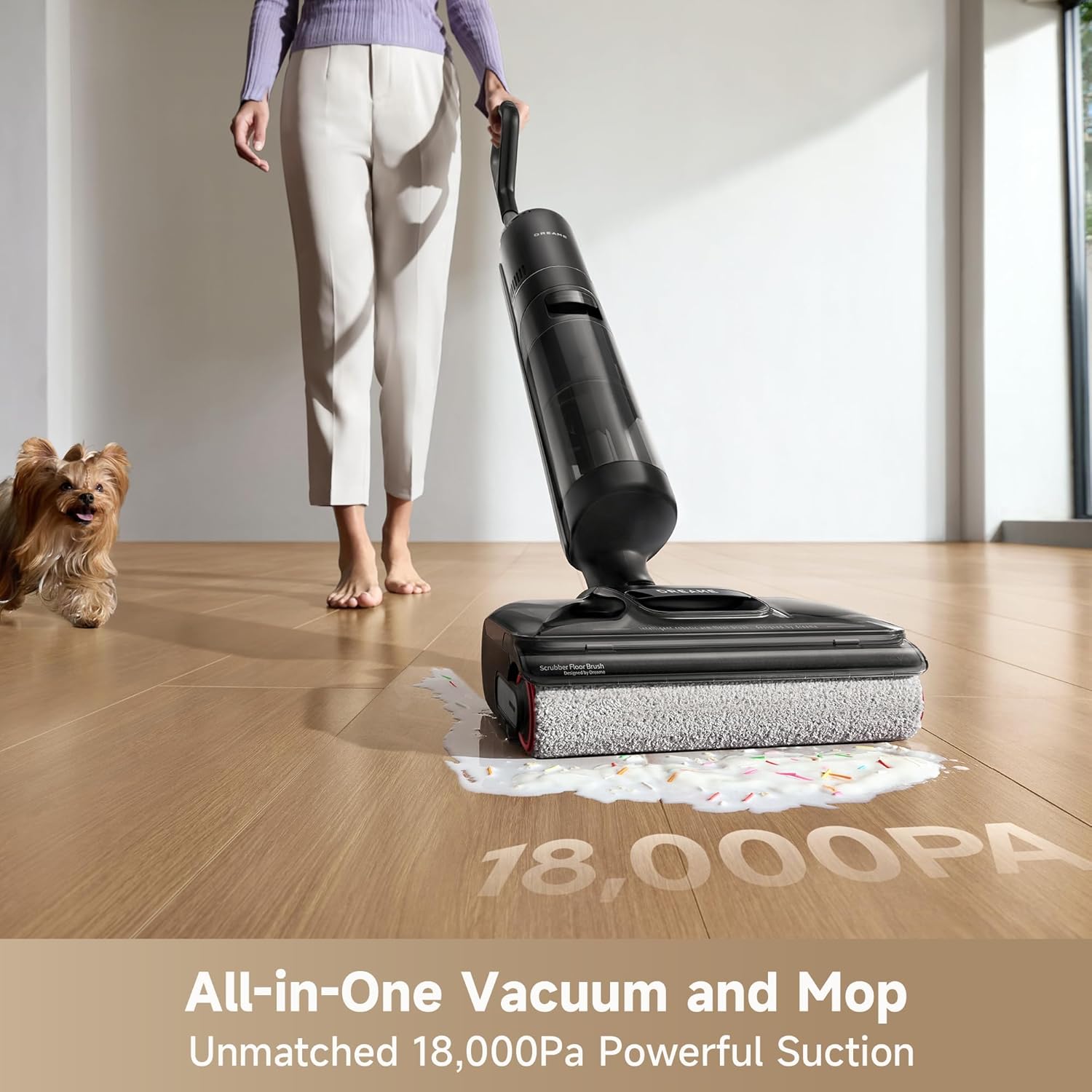 Wet Dry Vacuum Cleaner, 0 Tangle Cordless Vacuum Mop All-in-One for Hard Floors, 180° Lie-Flat Floor Cleaner Machine with 194°F Hot Self-Cleaning, 50Mins Runtime