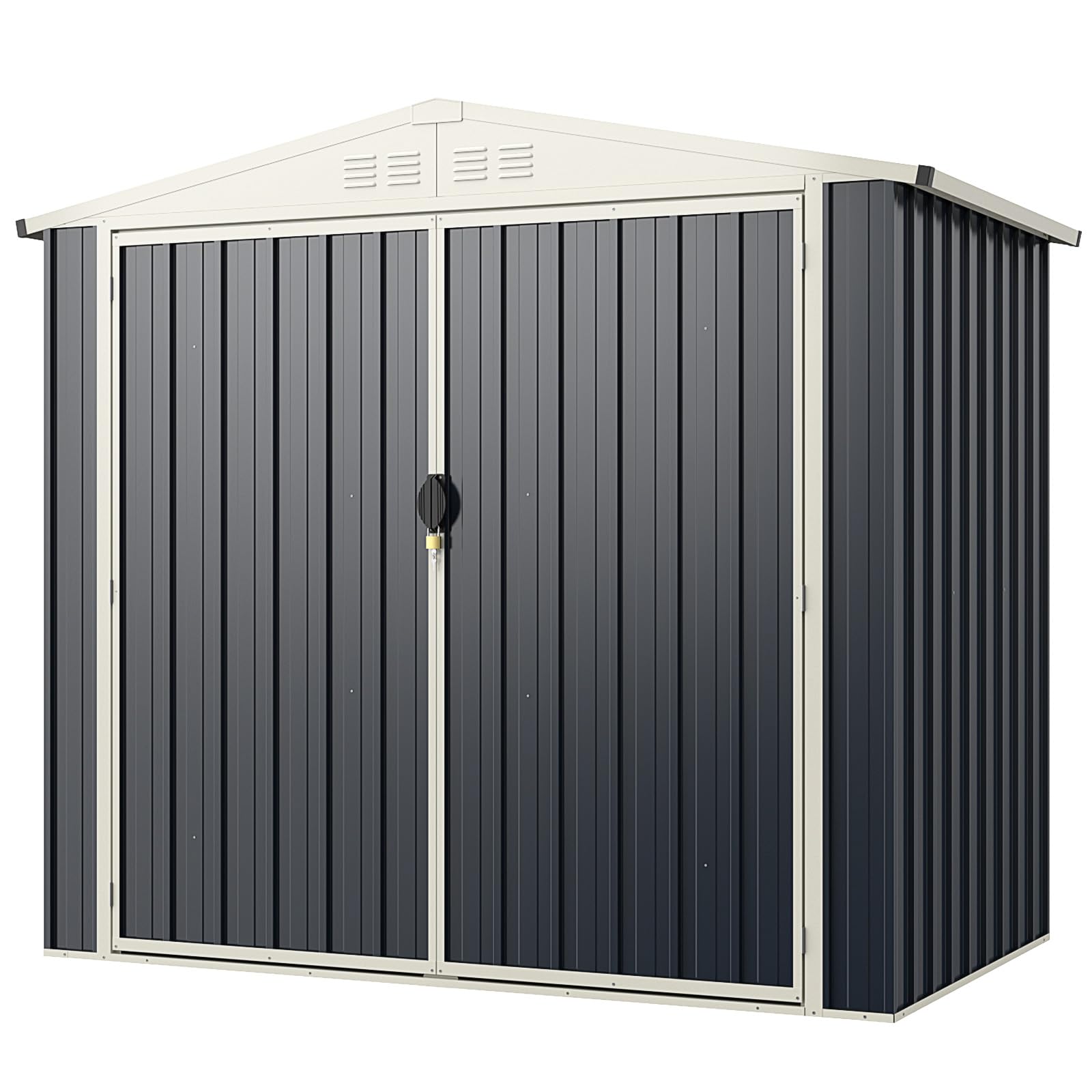 Metal Outdoor Storage Shed, Snap-on Structures for Efficient Assembly, All-Weather Color Steel Utility Storage House