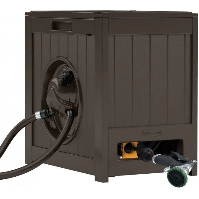 125 Aquawinder Auto Rewind Water Powered Yard Hose Reel, Java (2 Pack)