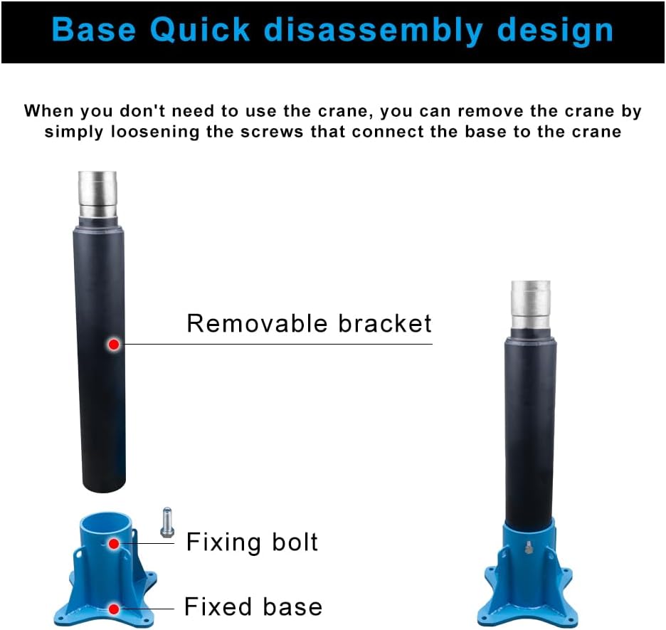 Pismire Winch Versatile 0.5T Folding Truck-Mounted Bed Crane Hoist Lift Pickup with Electric Winch 3500 lb 12V, Painted Steel 1100 lb Pickup 360° Swivel Base