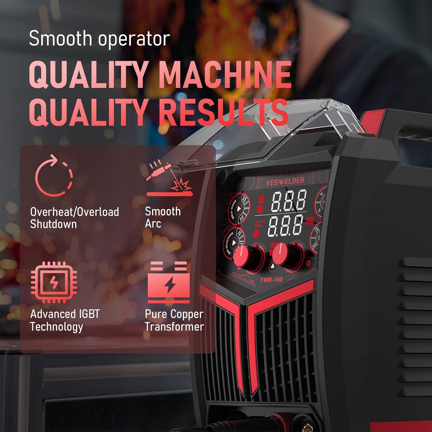 135Amp MIG Welder,110V Flux Core Welder Flux MIG/Lift TIG/Stick 3-in-1 Large LED Digital Display Welding Machine IGBT Inverter Welder FLUX-135PRO