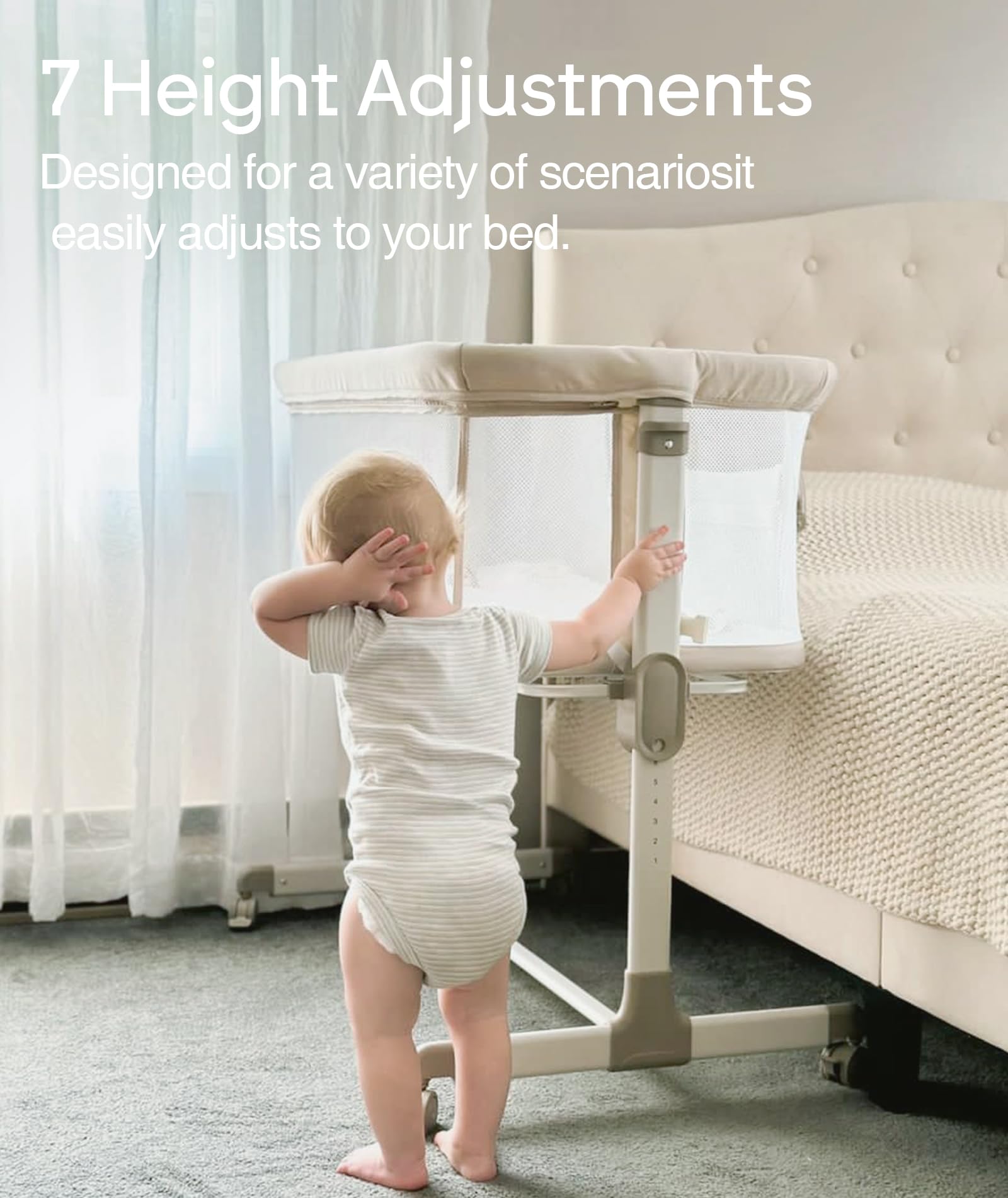 Fodoss Baby Bassinets Bedside Sleeper with Wheels