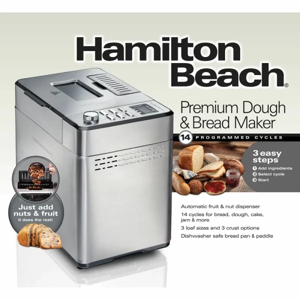 29888 Stainless Steel 2 lbs. Bread Maker with Fruit and Nut Dispenser