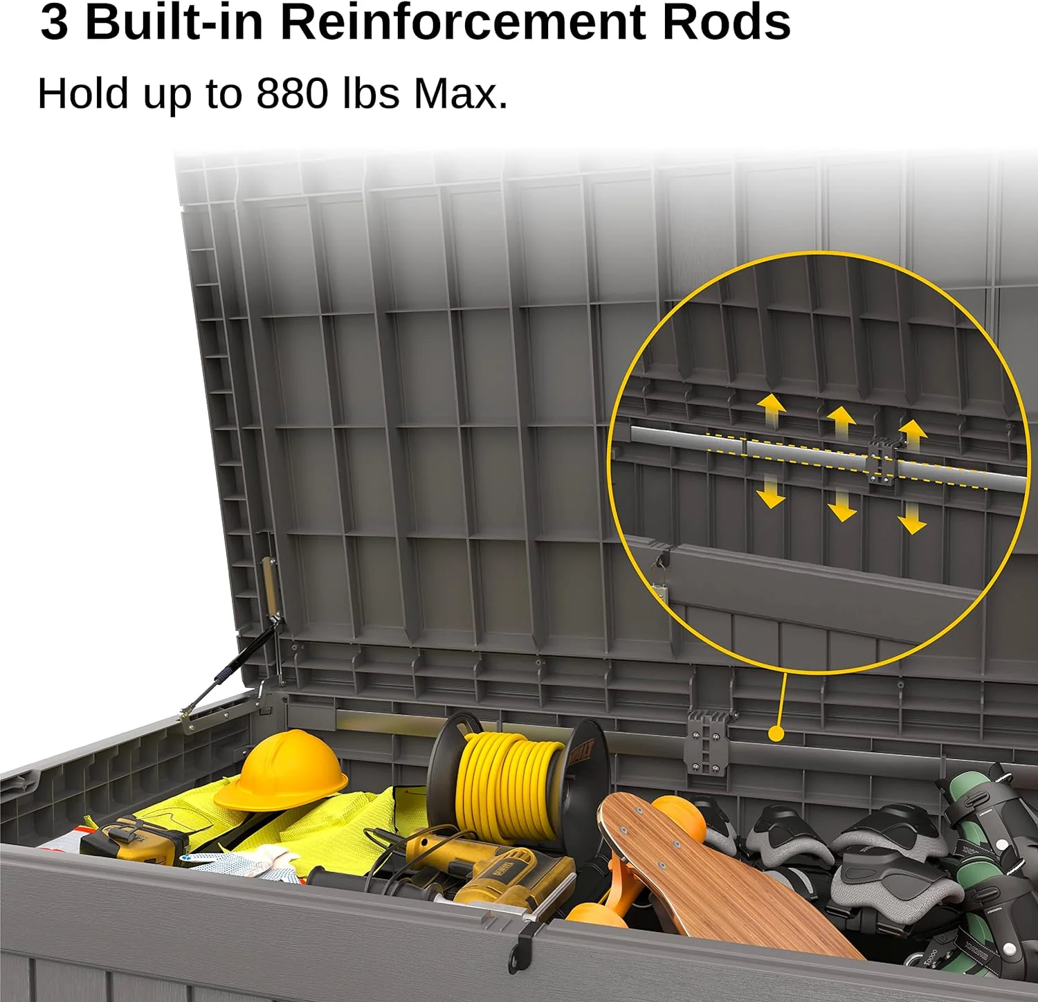 2025 230 Gallon Deck Box, Outdoor Storage Box with Padlock