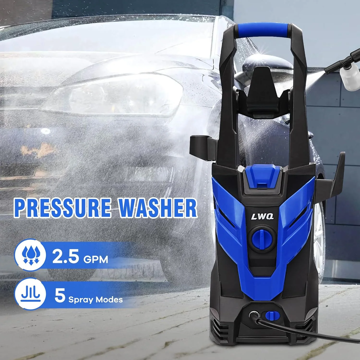 Electric Pressure Washer 25GPM Power Washer with 4 Nozzles