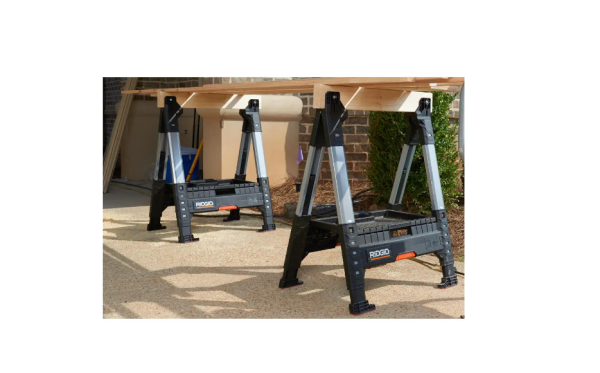 230710 32 in. Polypropylene Folding Sawhorse with Adjustable Metal Legs