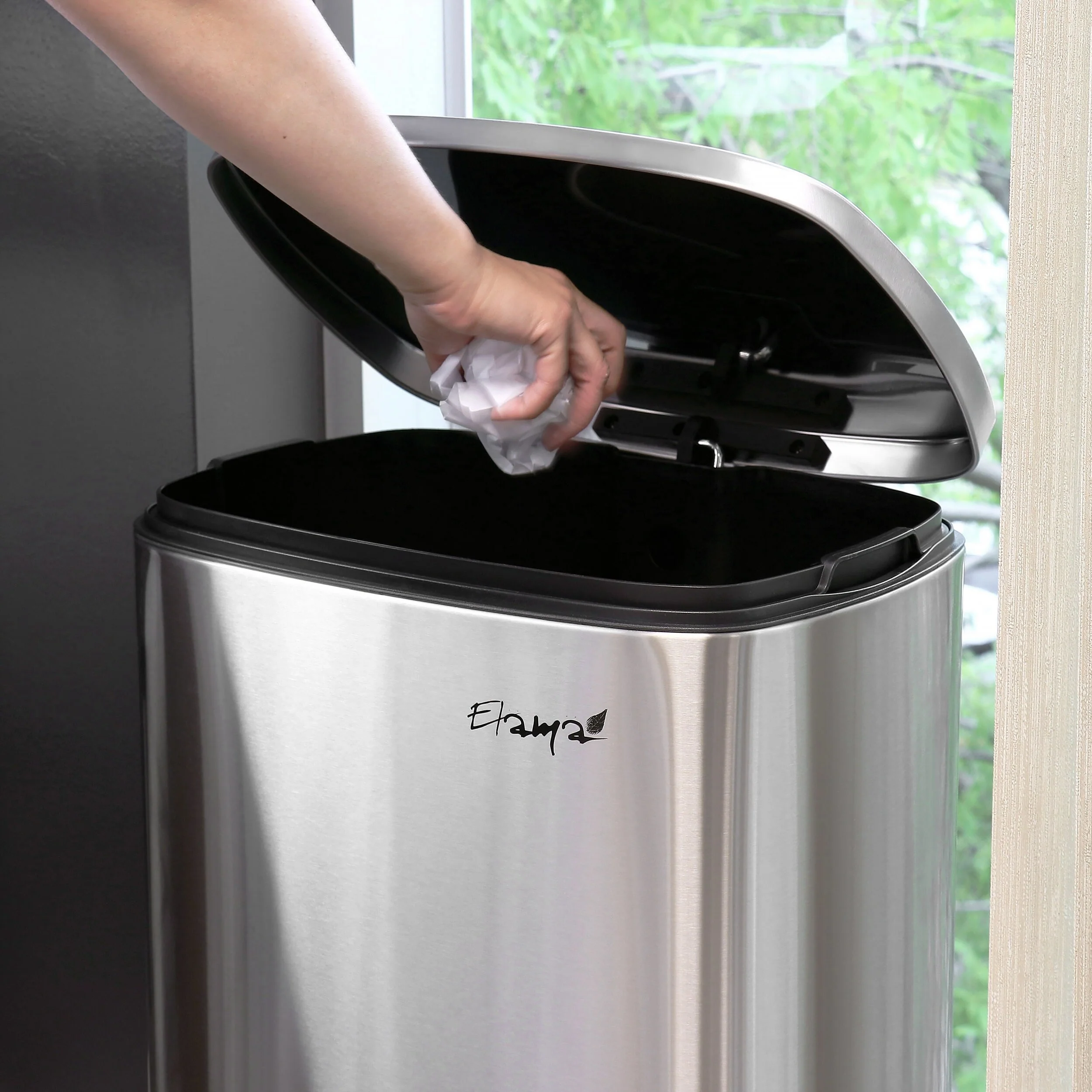 Elama 3 Piece Stainless Steel Trash Can