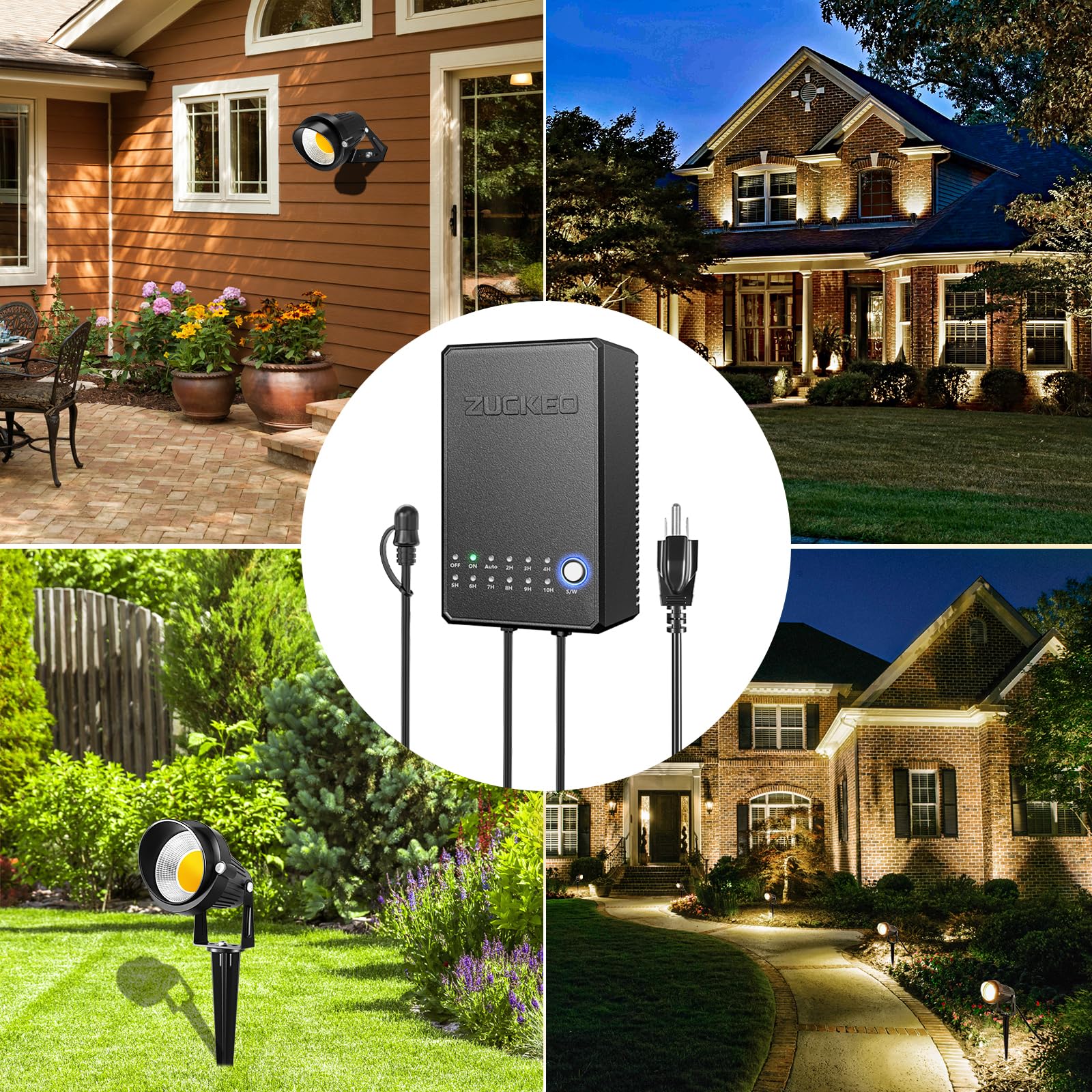 ZUCKEO All-in-One 5W LED Landscape Lighting Kit, 3000K 12-24V 8Pack