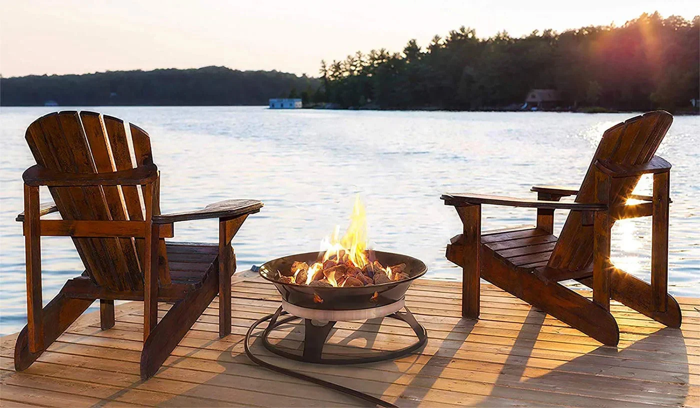 Portable Propane Fire Pit, 21-inch, 58,000 BTU with Fire Pit Cover & Carry Kit, Smokeless Gas Firebowl