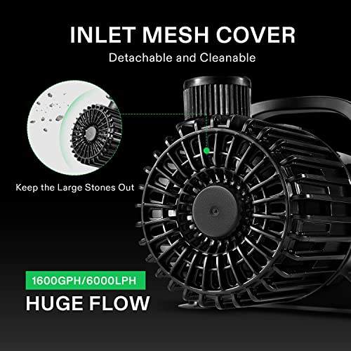 VIVOSUN 1600 GPH Submersible Water Pump, 100W Pond Pump, Ultra Quiet Aquarium Pump