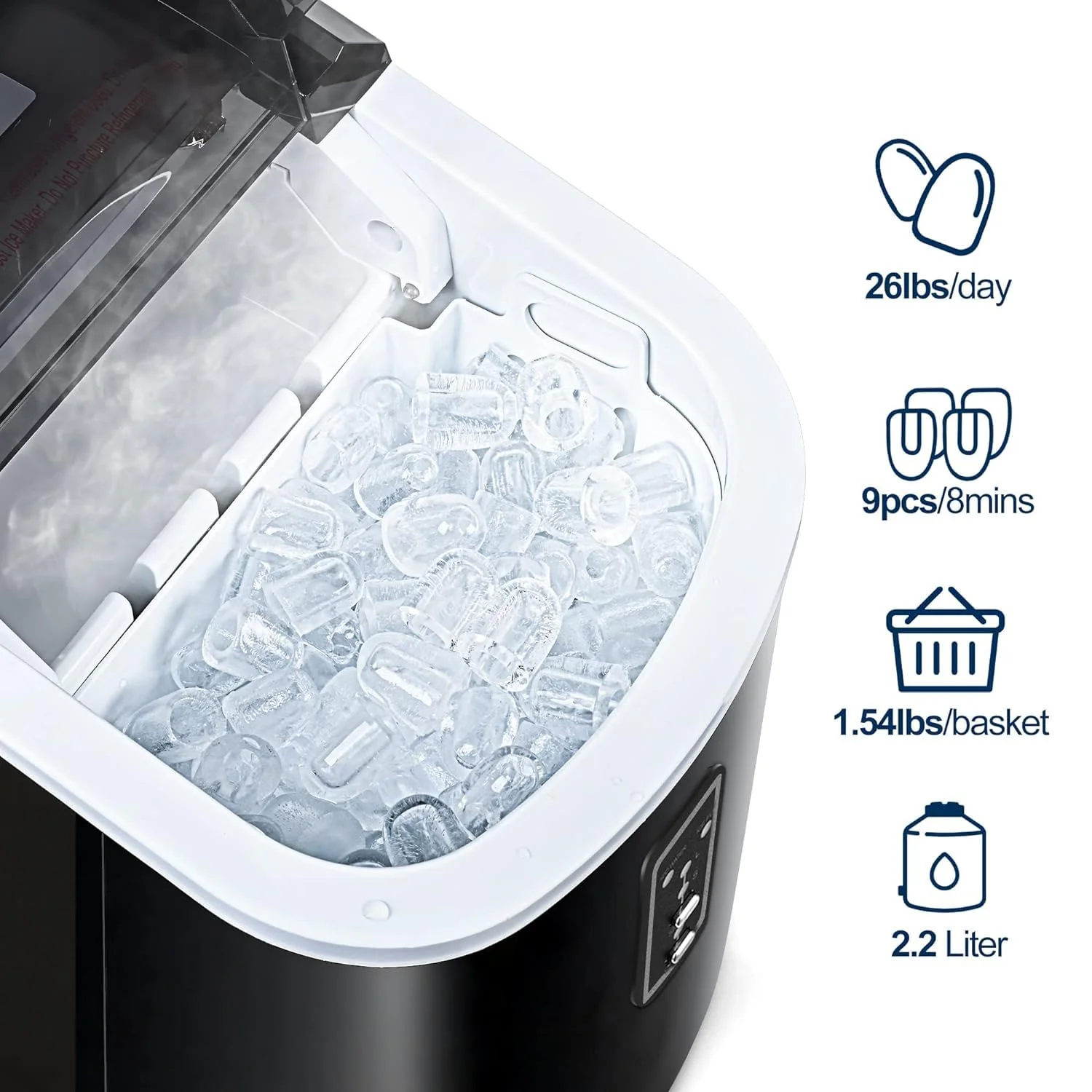 Nugget Ice Maker Countertop 44Lbs/24H Pebble Ice Maker Machine