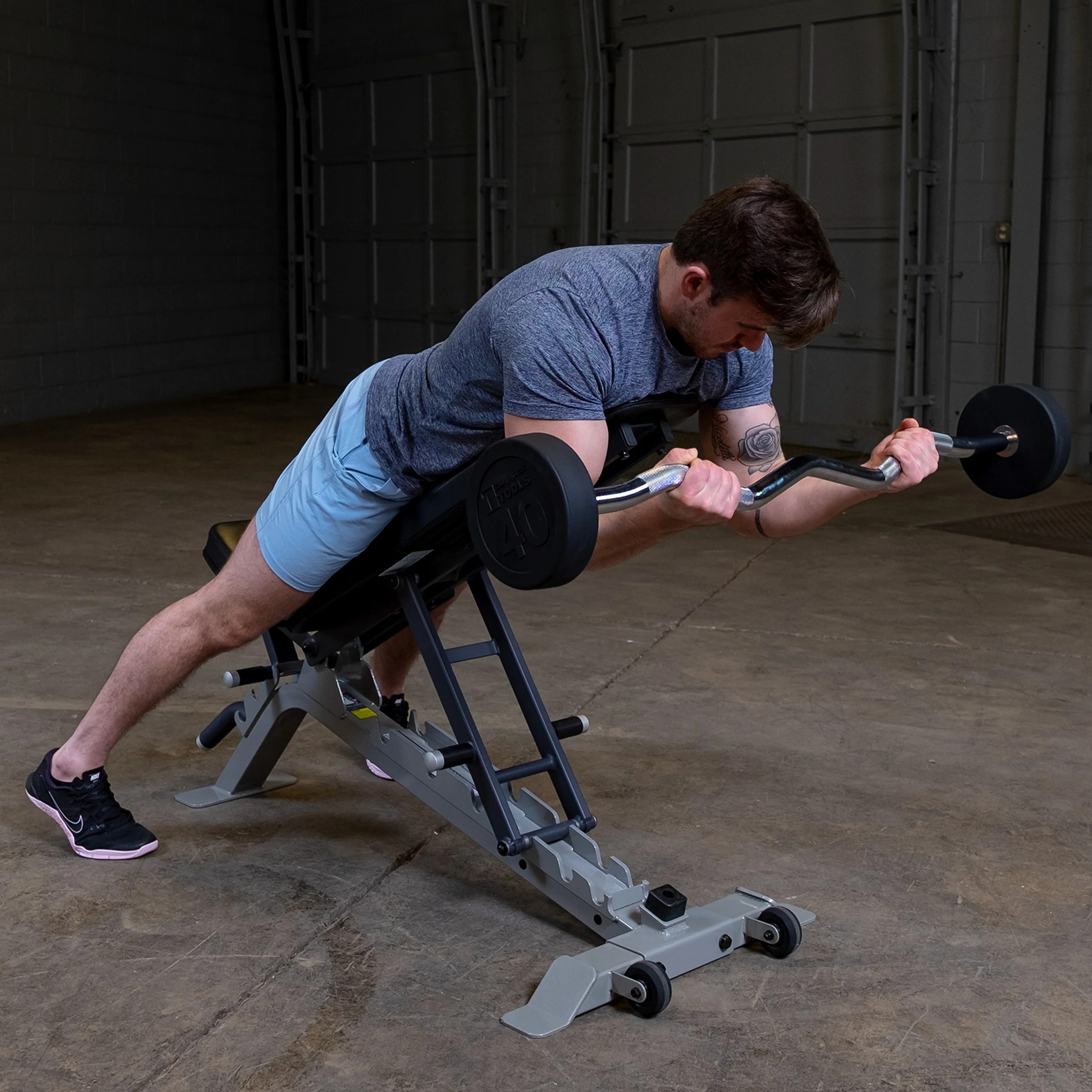 Body Solid Tools – SBZ50 Rubber Coated Fixed Curl Barbell, 50lb