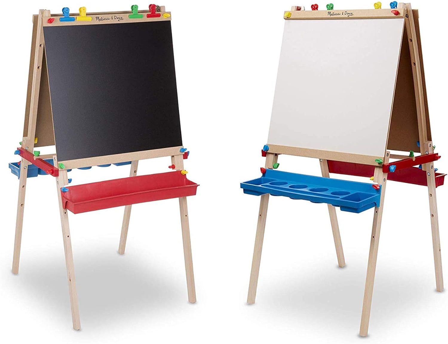 Deluxe Standing Art Easel - Ages 3 - 7, Dry Erase Board, Chalkboard, Rolling Paper Tube