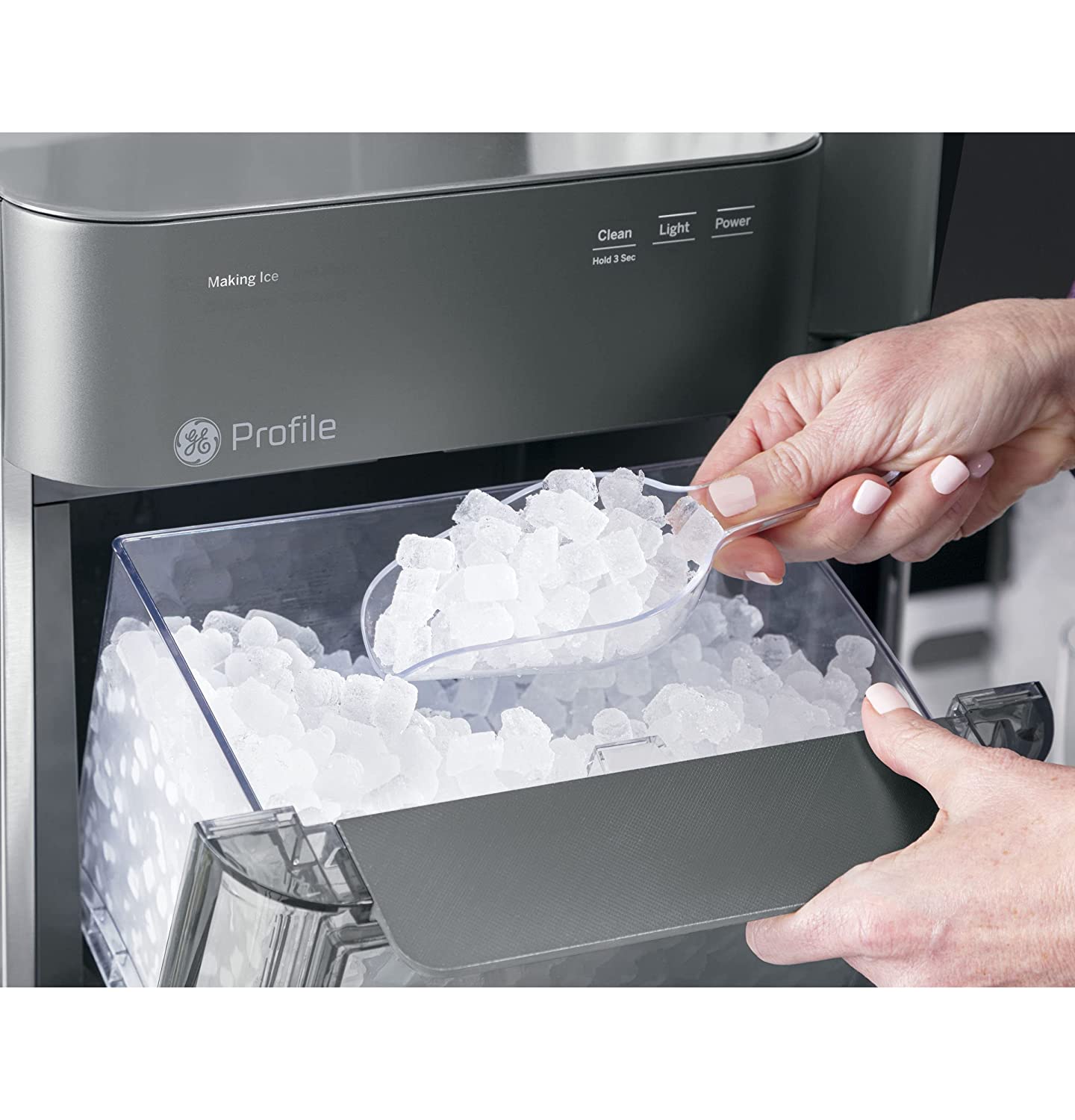 Profile Opal 2.0 | Countertop Nugget Ice Maker | Ice Machine with WiFi Connectivity | Smart Home Kitchen Essentials | Black Stainless