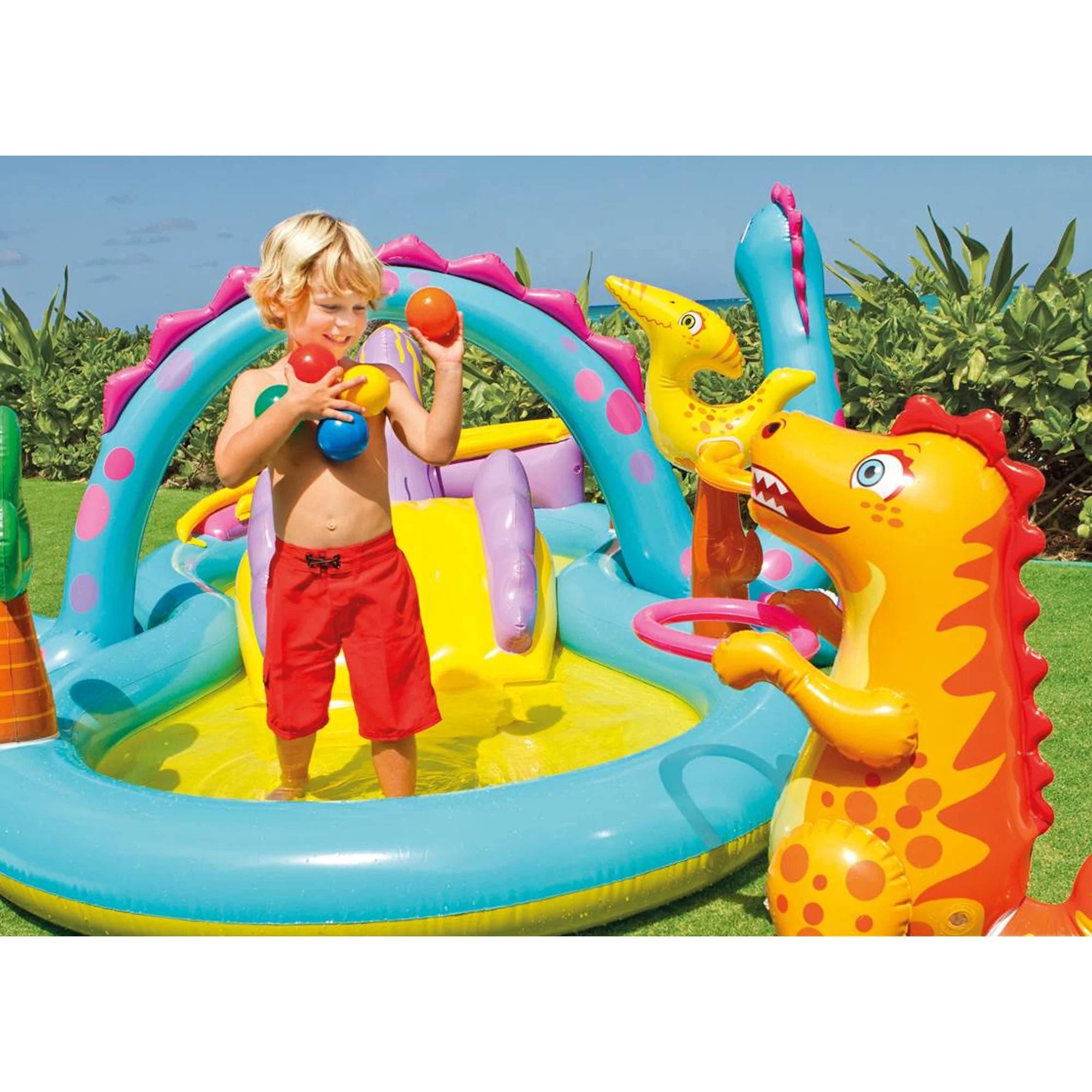 Dinoland Kiddie Inflatable Pool & Inflatable Ocean Backyard Kiddie Pool