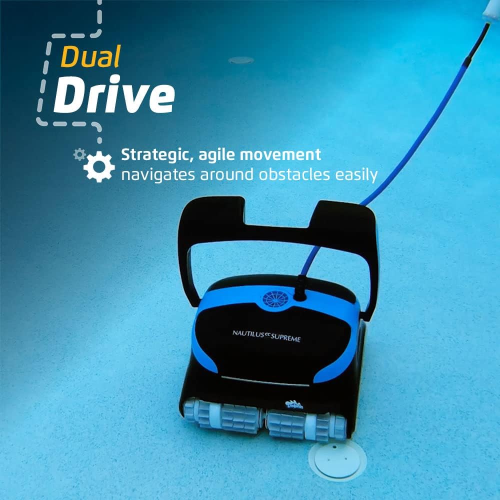 Dolphin Nautilus CC Plus Wi-Fi Automatic Robotic Pool Vacuum Cleaner, Always Cleaning, Never Charging, with Wall Climbing Scrubber Brush, Ideal for In-Ground Pools up to 50 FT in Length