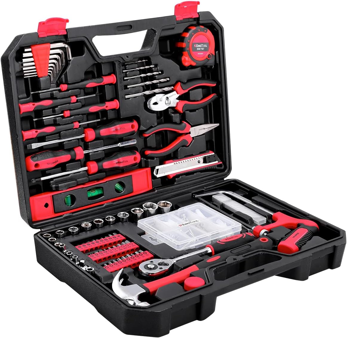 KINGTOOL Home Tool Set Kit - 286 PCS Home Auto Repair Tool Kit with Rolling Tool Box, Mechanic Tool Sets with 21V Max Cordless Power drill, Perfect for Homeowner, Diyer, Handyman