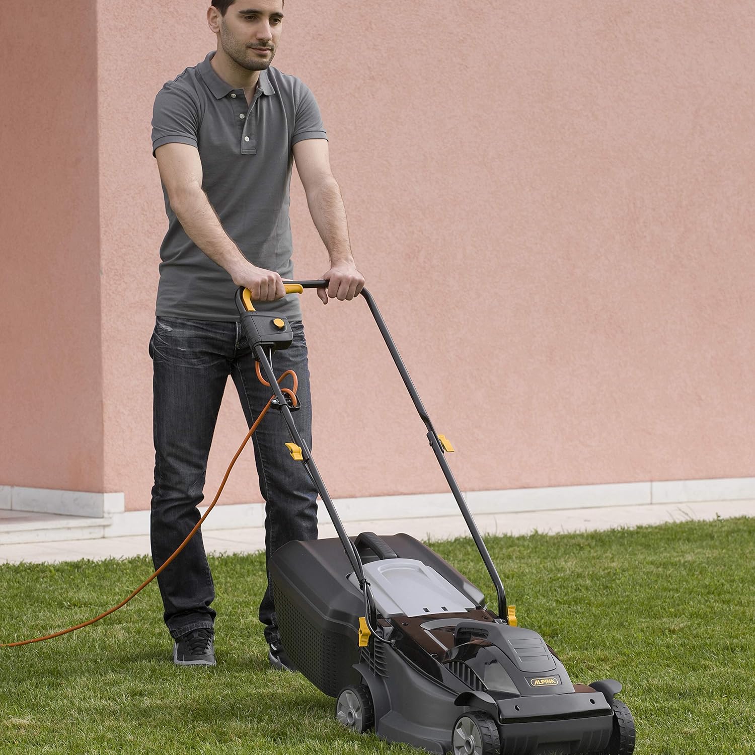 Alpina AL1 34 E Elektro-Rasenmher, Schnittbreite 34 cm, 1200 W, 35 L Kunststoff-Grasfangkorb