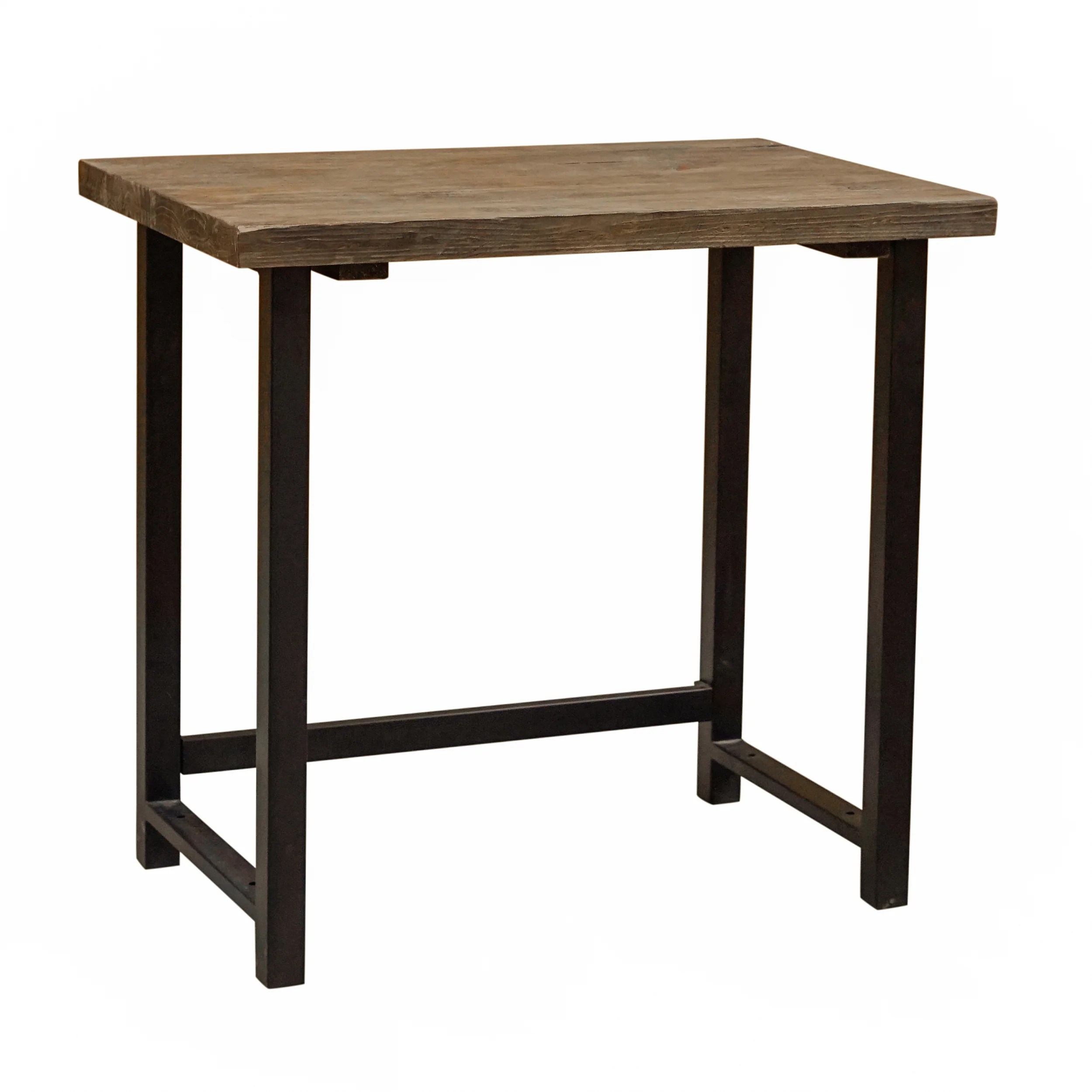 Alaterre Furniture Pomona 32 in. Compact Writing Desk with Solid Wood Top and Metal Frame – Rustic Industrial Style Small Home Office Desk, Natural