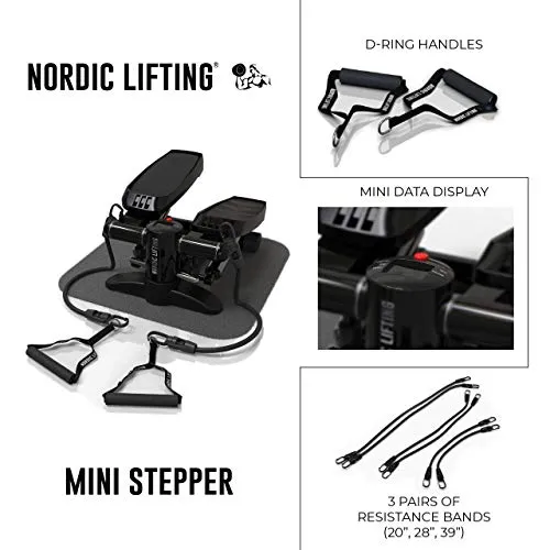 Mini Stepper & Stair Climber Machine - W/Resistance Bands Set - Portable Step Exercise