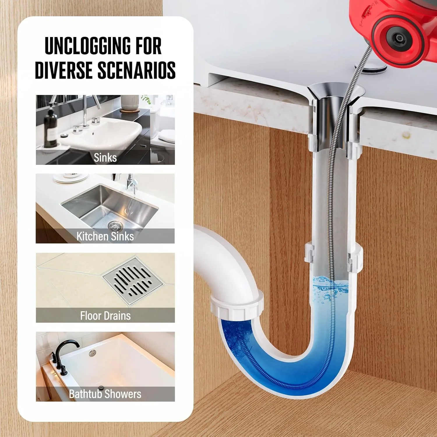 20V Cordless Electric Drain Auger-Efficient 25Ft Auto-Feed Drain Snake with Replaceable Cable,2.0Ah Battery,Charger,Storage Bag & Gloves for Kitchen,Bathroom,Shower Pipes (3/4