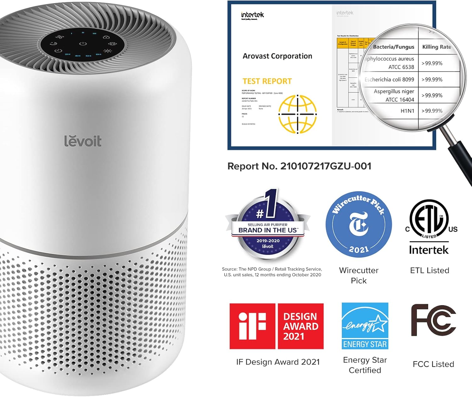 Air Purifier for Home Allergies Pets Hair in Bedroom & Standing Fan for Bedroom, 82ft CirculAir 120° Oscillating Fan