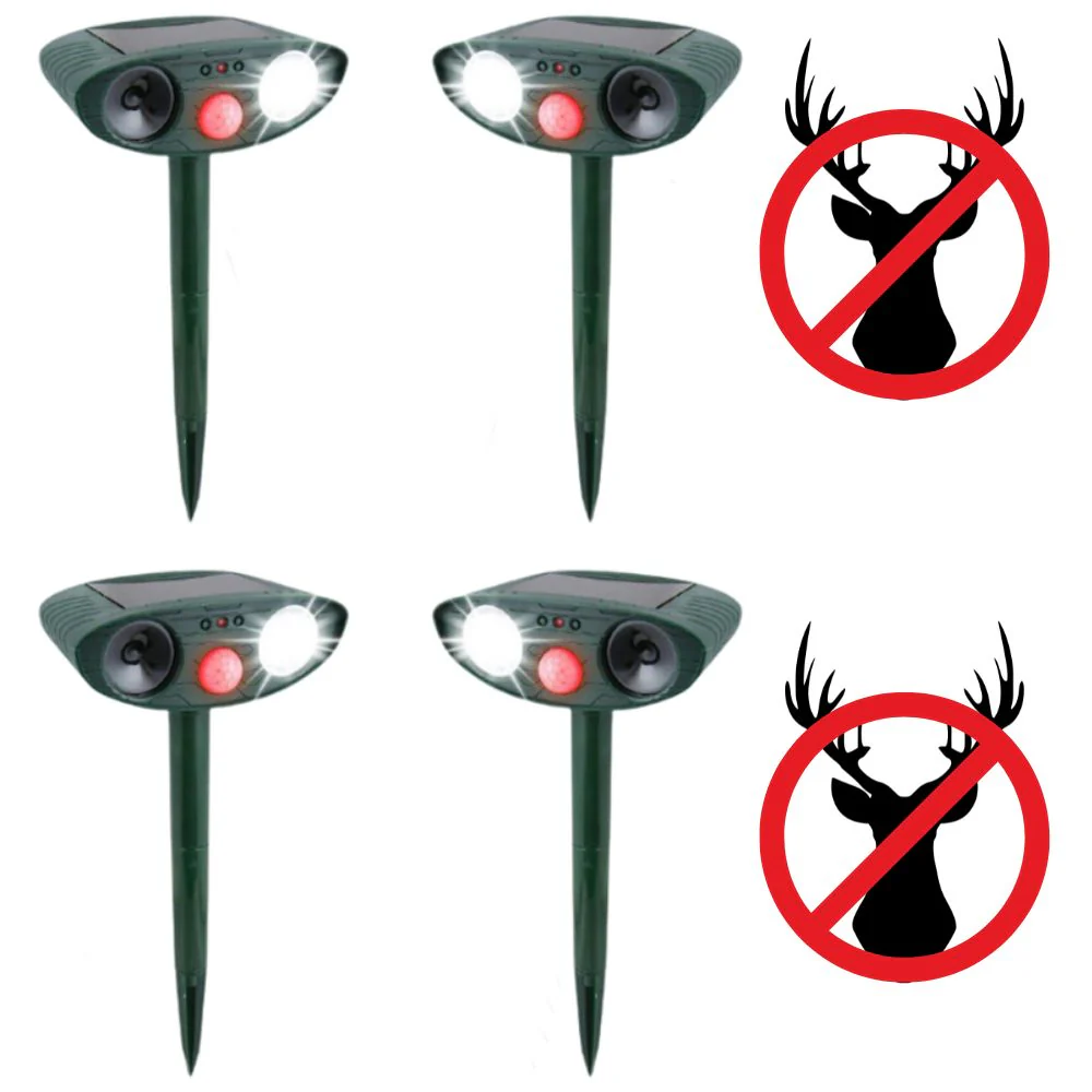 Solar Powered Ultrasonic Deer Repeller, Pack Of 4