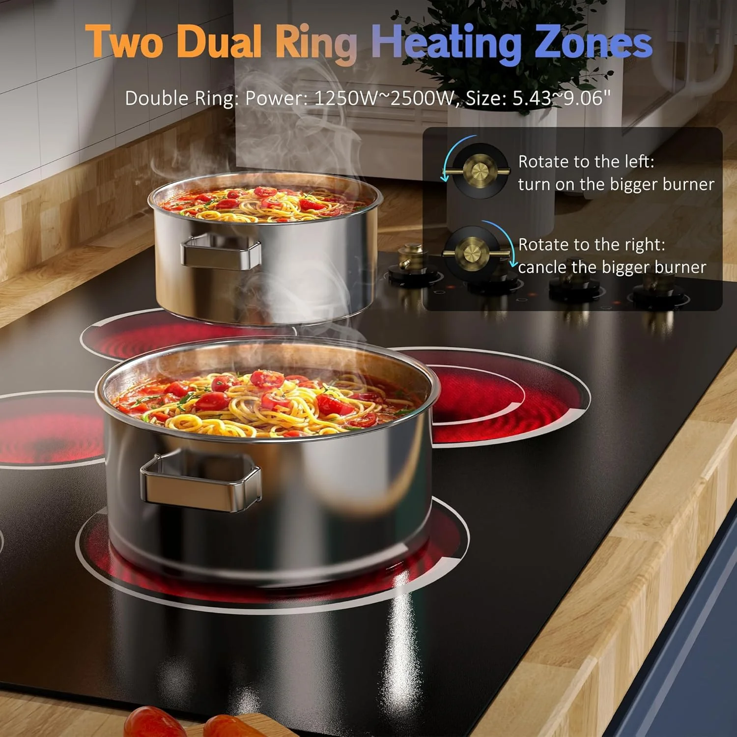 Electric Cooktop 30 Inch - 5 Burners Built-in Ceramic Cooktop, 30