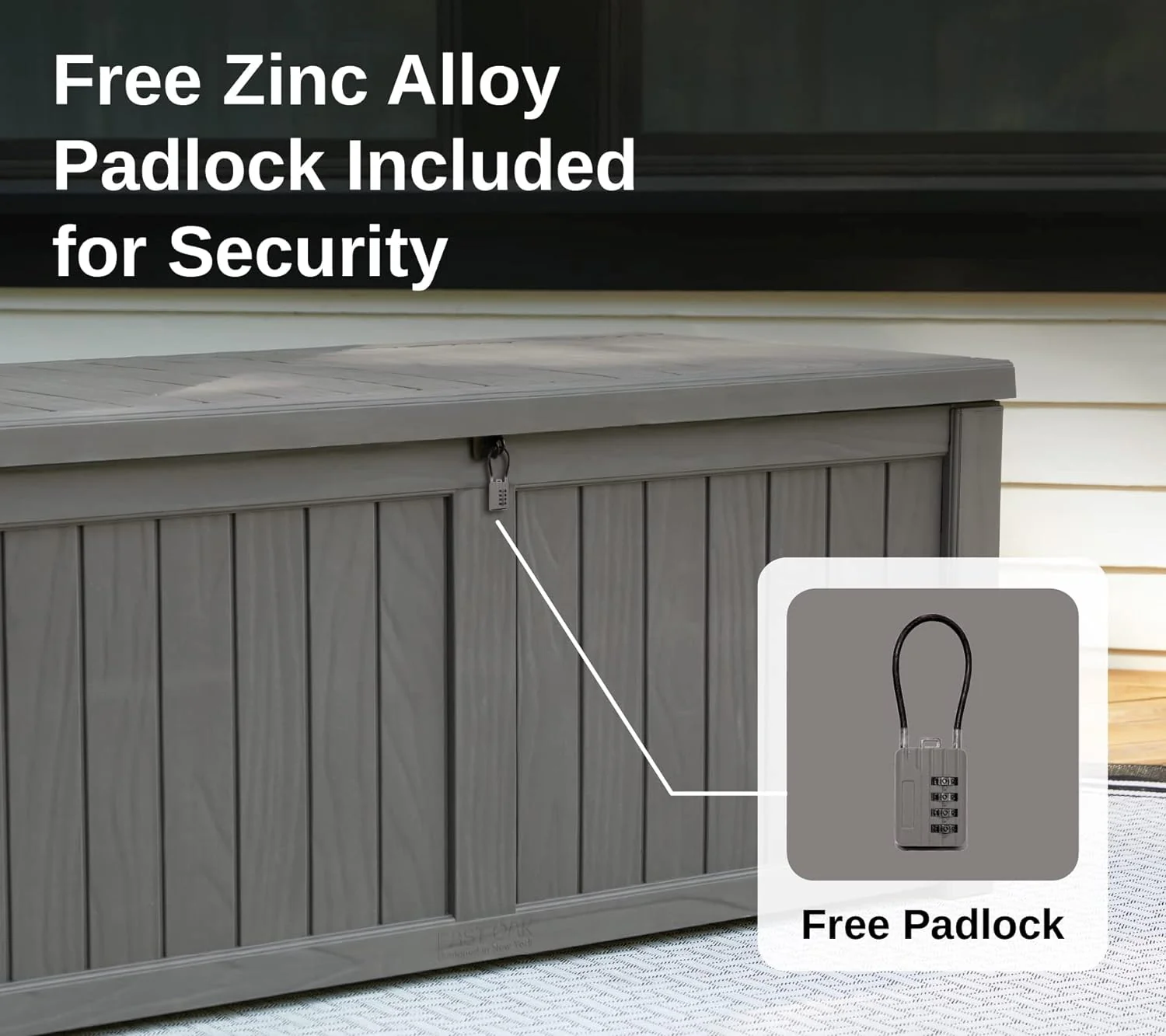 2025 230 Gallon Deck Box, Outdoor Storage Box with Padlock