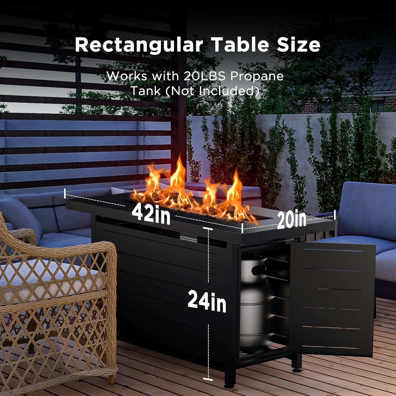 2025 Gas Fire Pit Table, 50,000 BTU Outdoor Propane Fire Pit