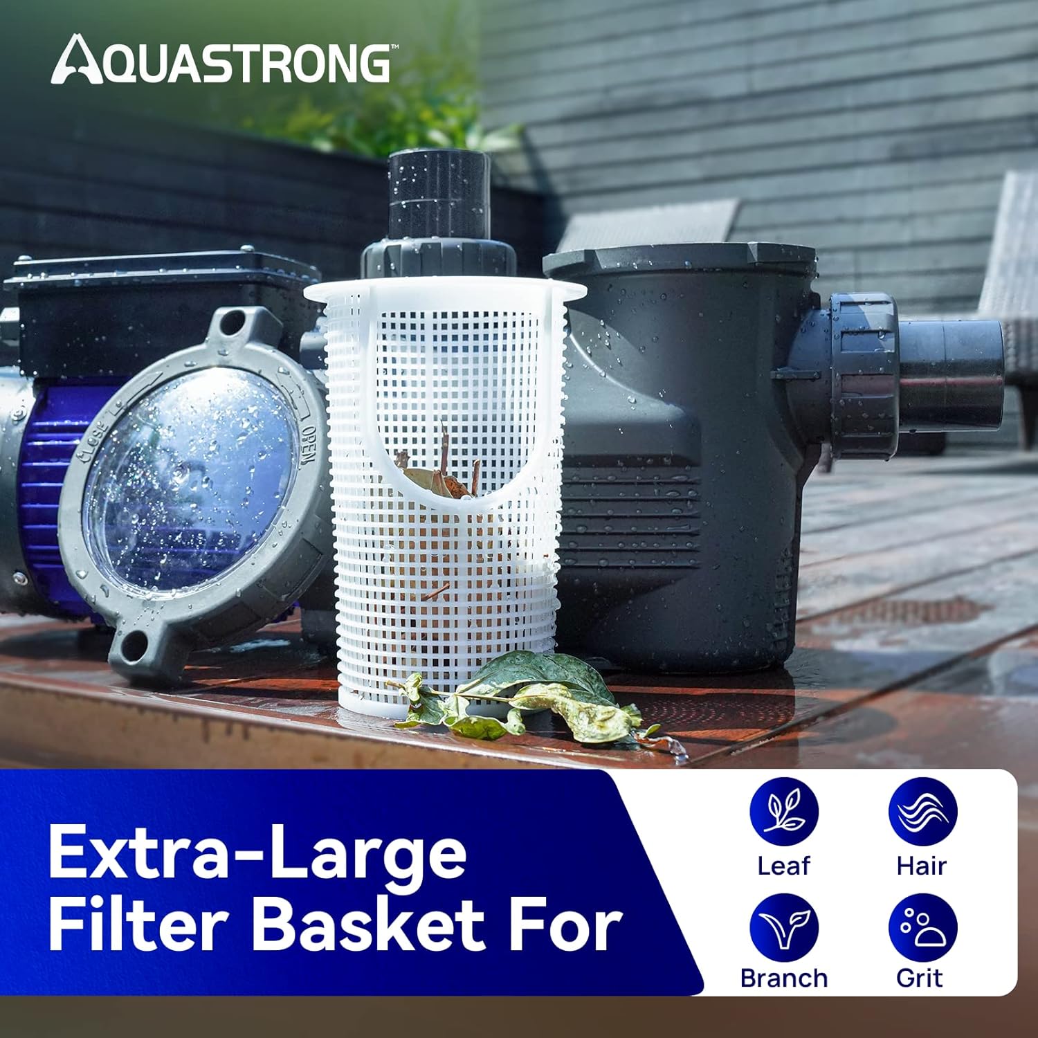 AQUASTRONG In/Above Ground Pool Pump, High Flow (with Timer, 2HP, 8917 GPH, 220V)