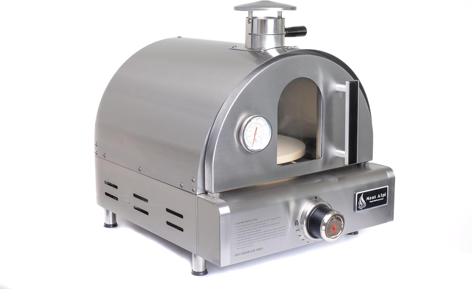 2025 12000 BTU Multi-Fuel Countertop Table Top Stainless Steel Portable Outdoor Cooking Kitchen Backyard Propane Gas Pizza Making Baking Oven Roasting Grill - Pizza Stone Included