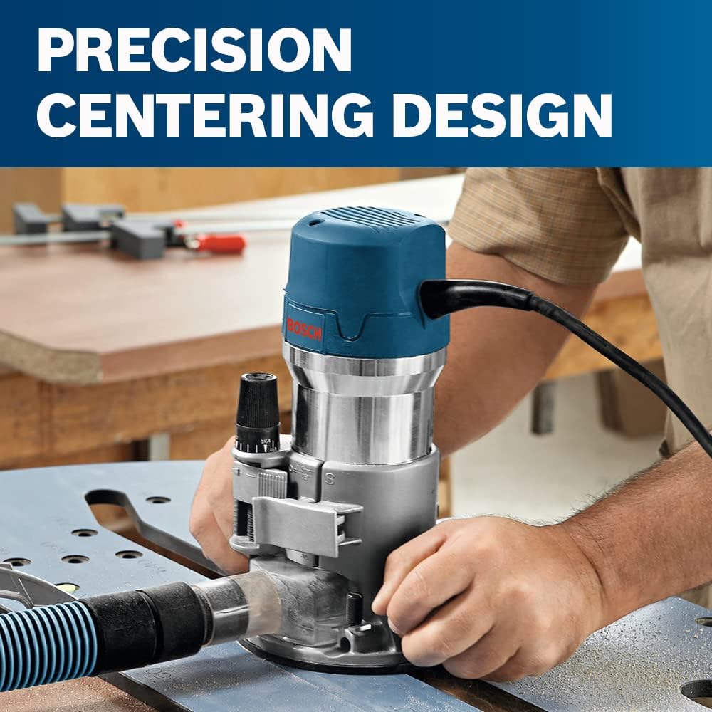 BOSCH 1617EVSPK Wood 12 Amp Router Tool Combo Kit – 2.25 Horsepower Plunge Router & Fixed Base with a Variable Speed