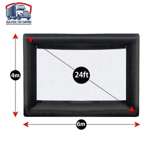 Foammaker 24 Feet Inflatable Outdoor Portable Movie Screen with Blower, Rope, Stakes, Use in Combination with Projector and Speaker Great for Outdoor Backyard Pool Fun