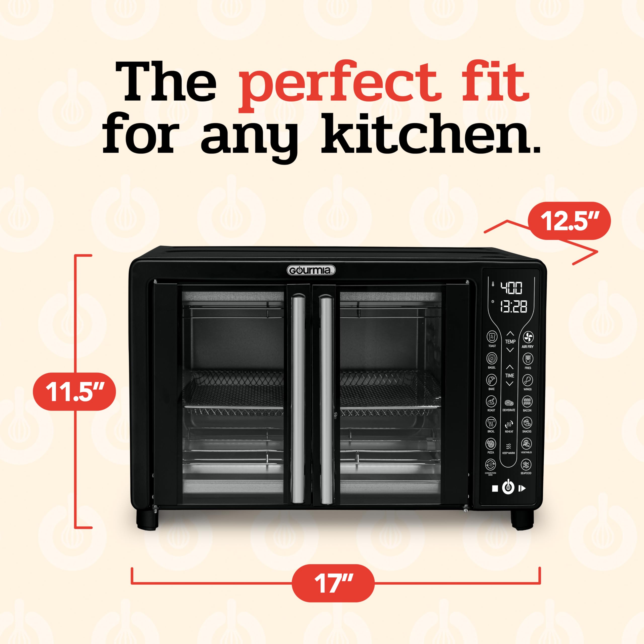 Gourmia Toaster Oven Air Fryer Combo 17 Cooking Presets