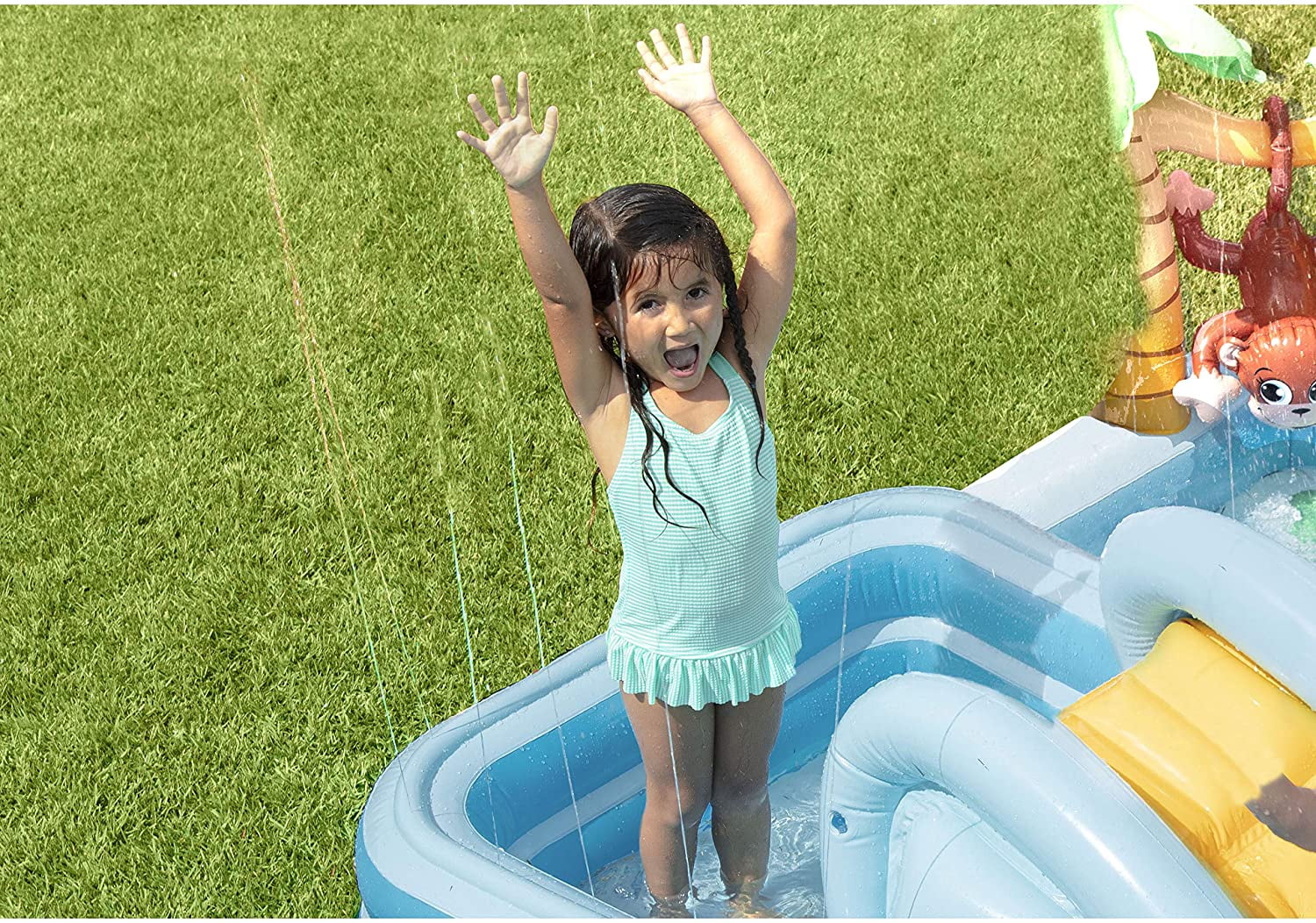 Inflatable Jungle Adventure Play Center – 96′′ x 78′′ x 28′′ – Kiddie Pool for Ages 2 and Up