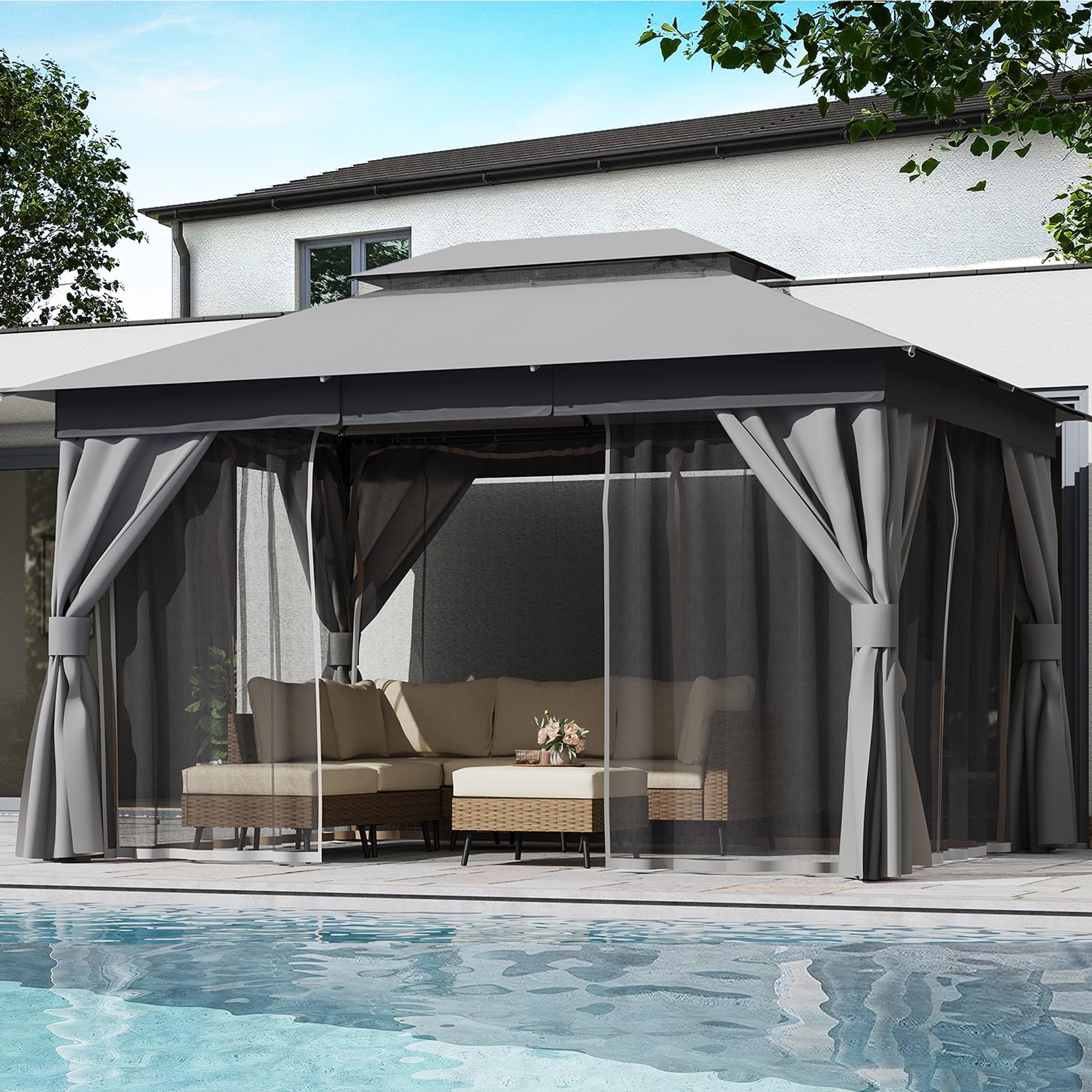 Outdoor Patio Gazebo 10'x13' with Expansion Bolts