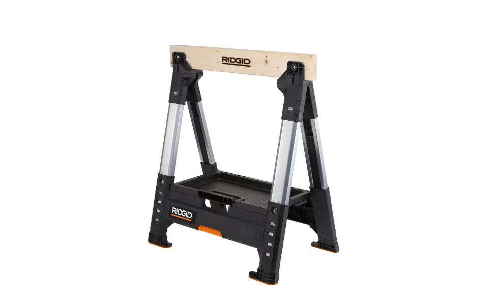 230710 32 in. Polypropylene Folding Sawhorse with Adjustable Metal Legs