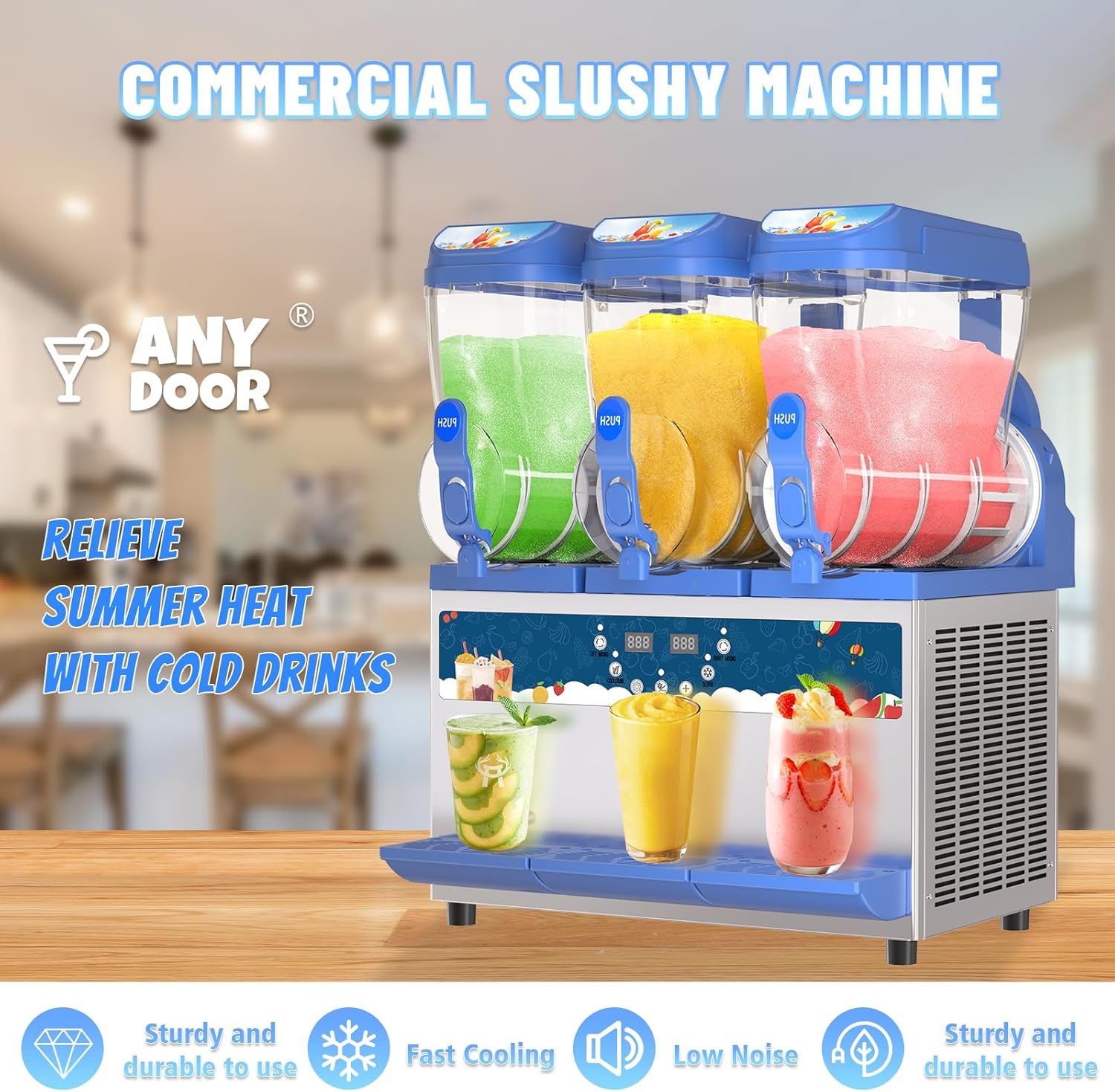 Commercial Slushy Machine - 1000W 30L Tanks Slush Maker Machine 304 Stainless Steel Commercial Margarita Machines Efficient Cooling the Ideal Slushie Maker for Bars Cafes Restaurants