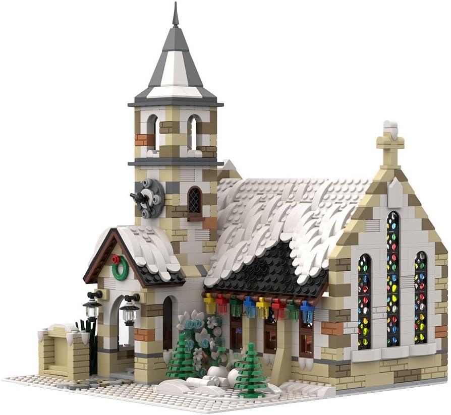2025 Christmas Country Church Building Kit, MOC-147549 Winter Modular Building Blocks Christmas House Building Block Building Toy (1769 Pieces)
