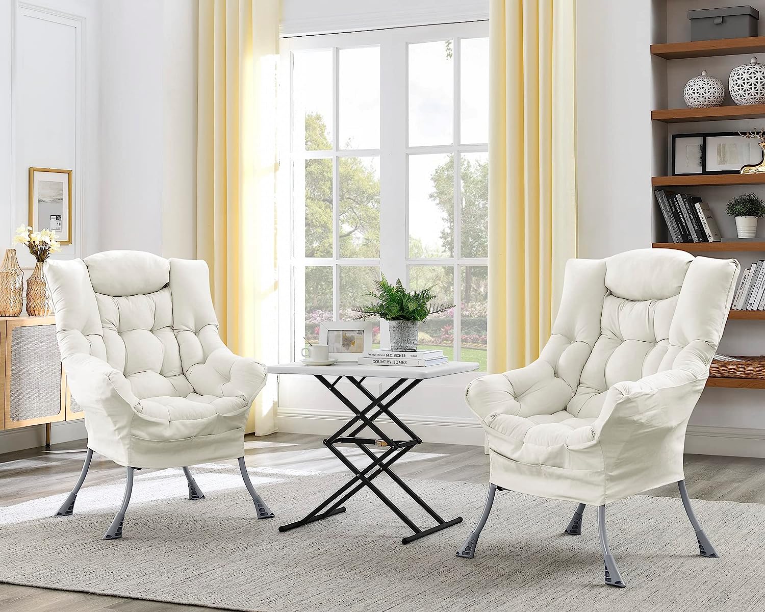 2025 Living and More High Back Sofa Chair, Modern Fabric Lazy Chair, Accent Contemporary Lounge Chair, Cool Grey